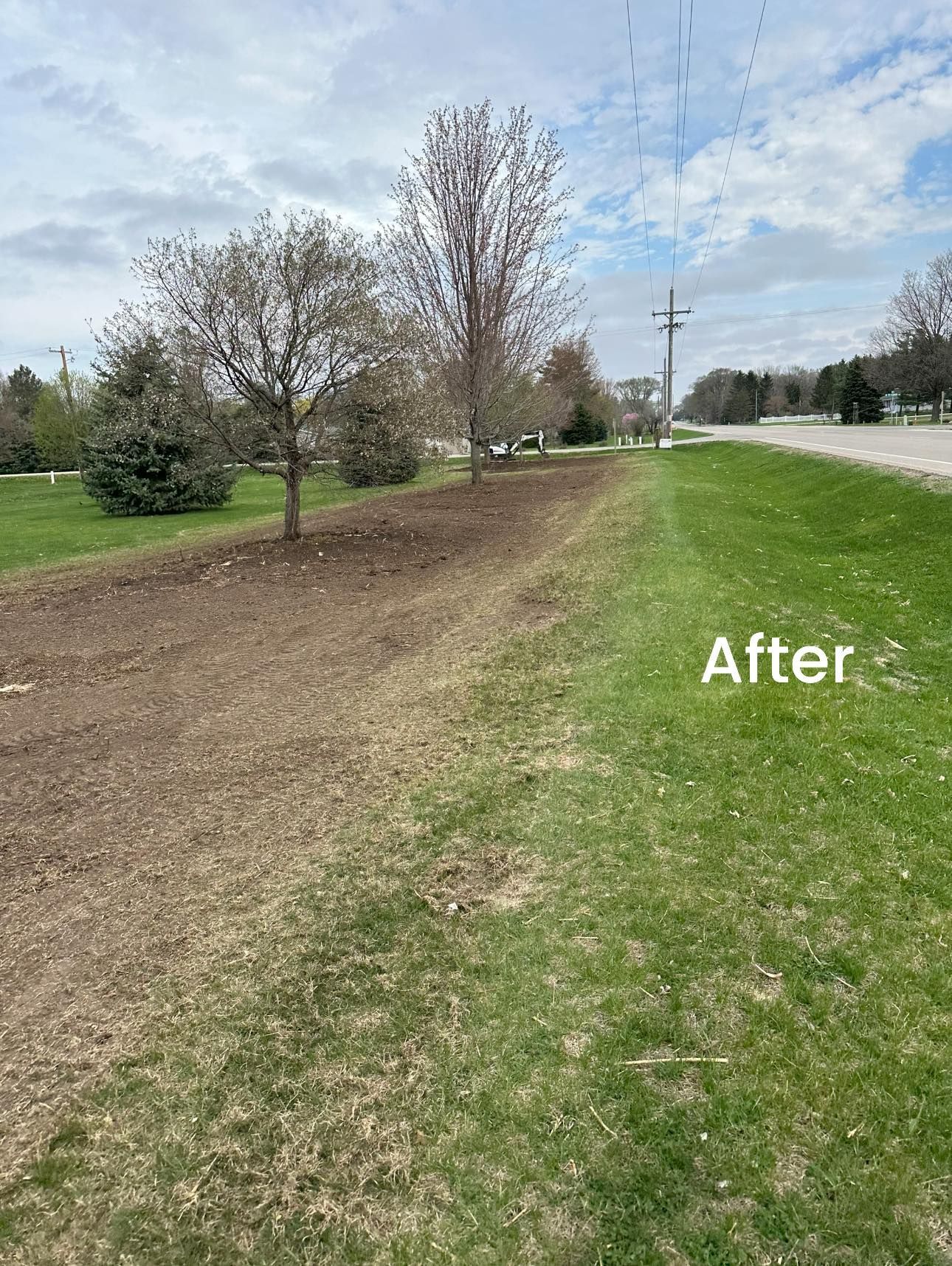 A picture of a lawn before and after being mowed.