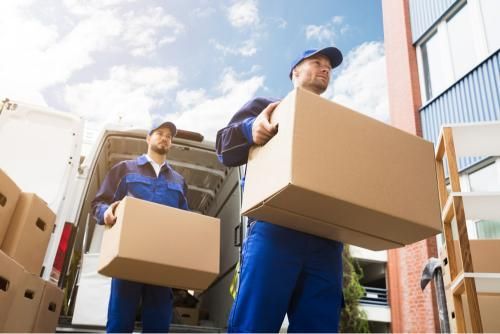 Two Movers Are Carrying Boxes Out of a Van — Grants Express in Orange, NSW