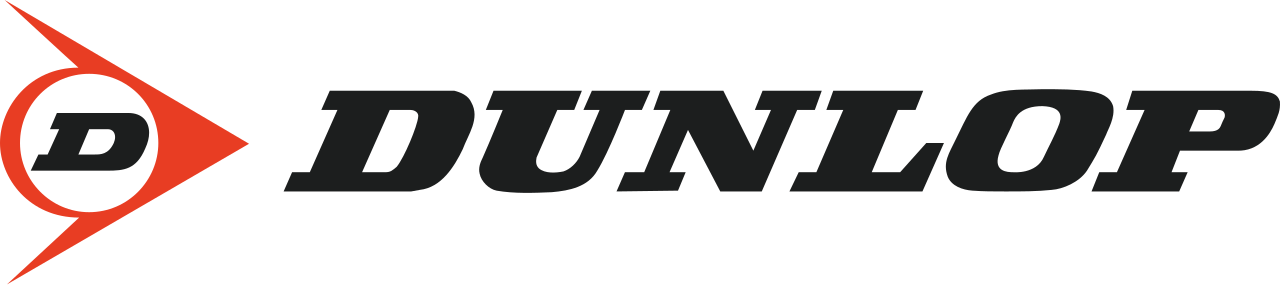 Logo Dunlop con il simbolo "D" rosso e nero e la scritta "DUNLOP".