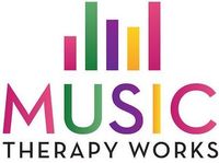 Logo for Music Therapy Works: colorful bars above text.