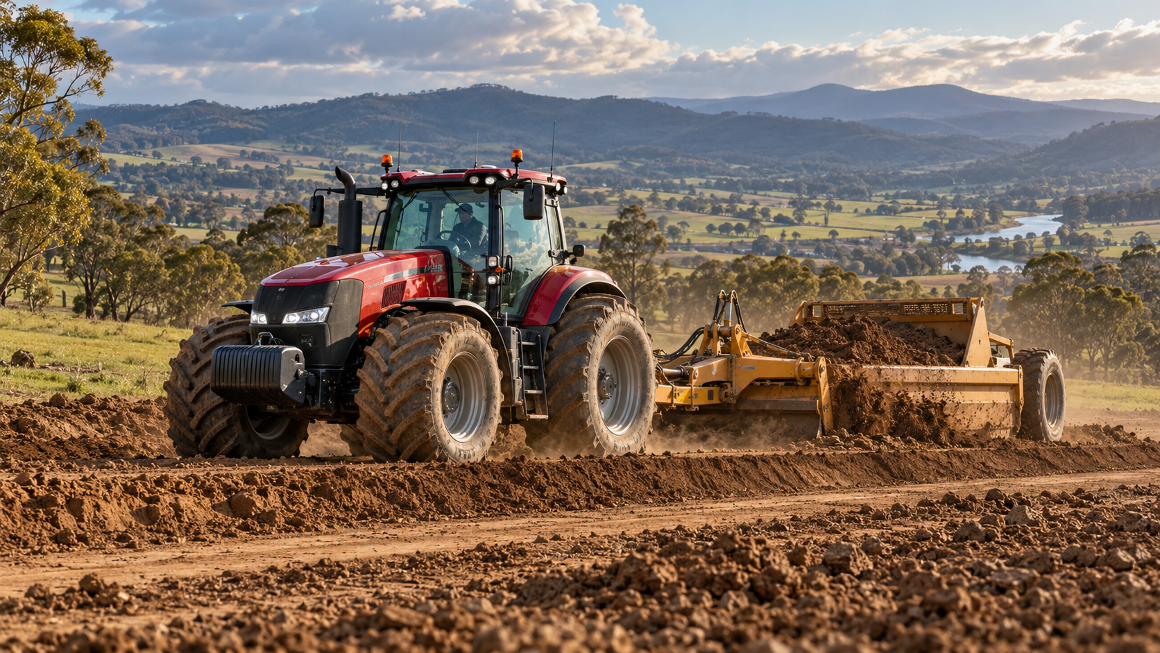Scraper Bucket Earthworks for Tasmanian Paddock Development