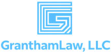 Logo for GranthamLaw, LLC. Blue geometric