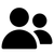 Black silhouette of two people, one large in front and one smaller behind.