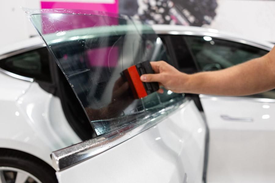 Carbon window tint close-up