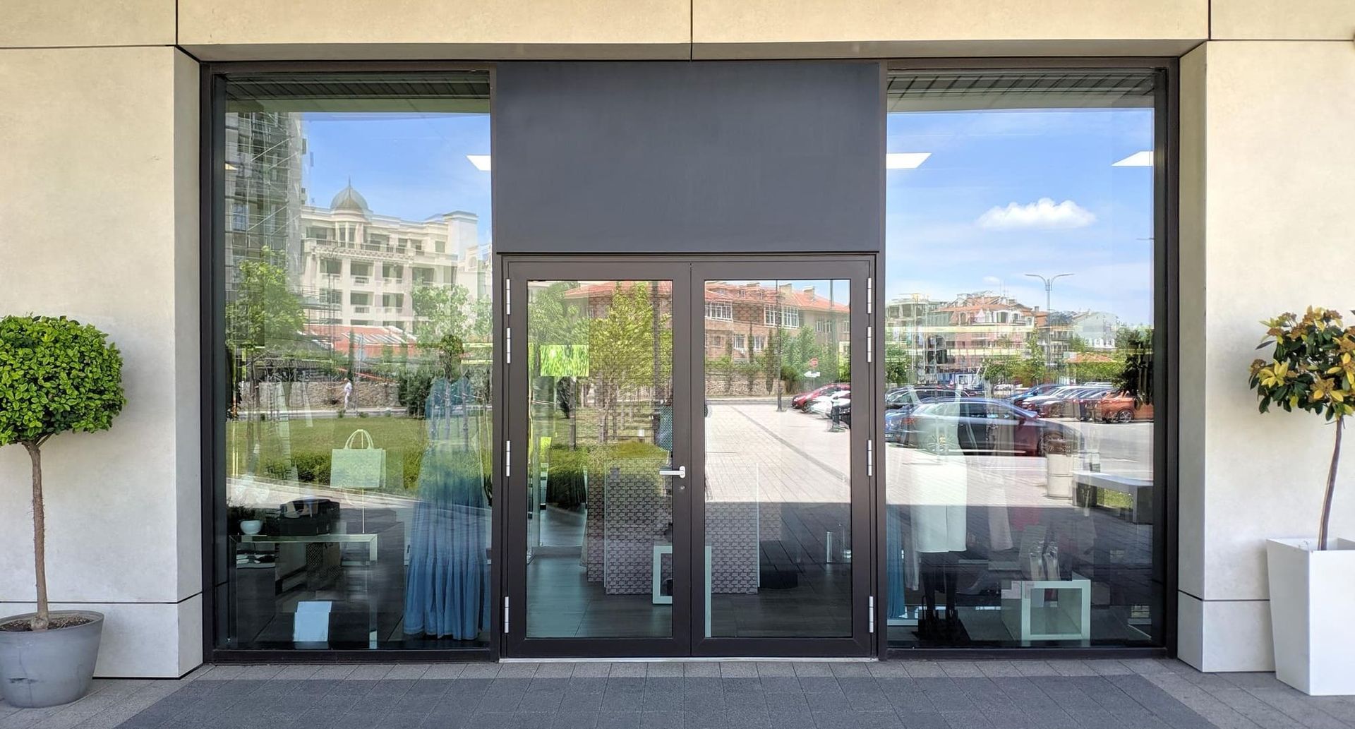 Privacy film for storefront glass