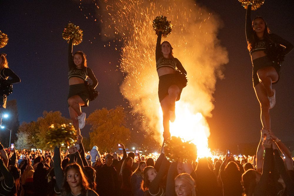 Colorado State University homecoming and family weekend bonfire