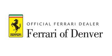 Ferrari of Denver logo with yellow Ferrari shield and “Official Ferrari Dealer” text