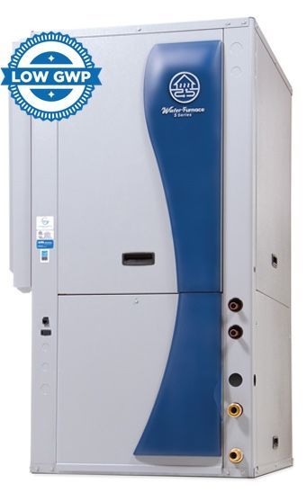 A white and blue box that says low gwp on it