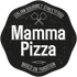 Logo for Mamma Pizza: Black badge with white text, says