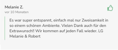Ein Screenshot einer Rezension von Melanie Z.