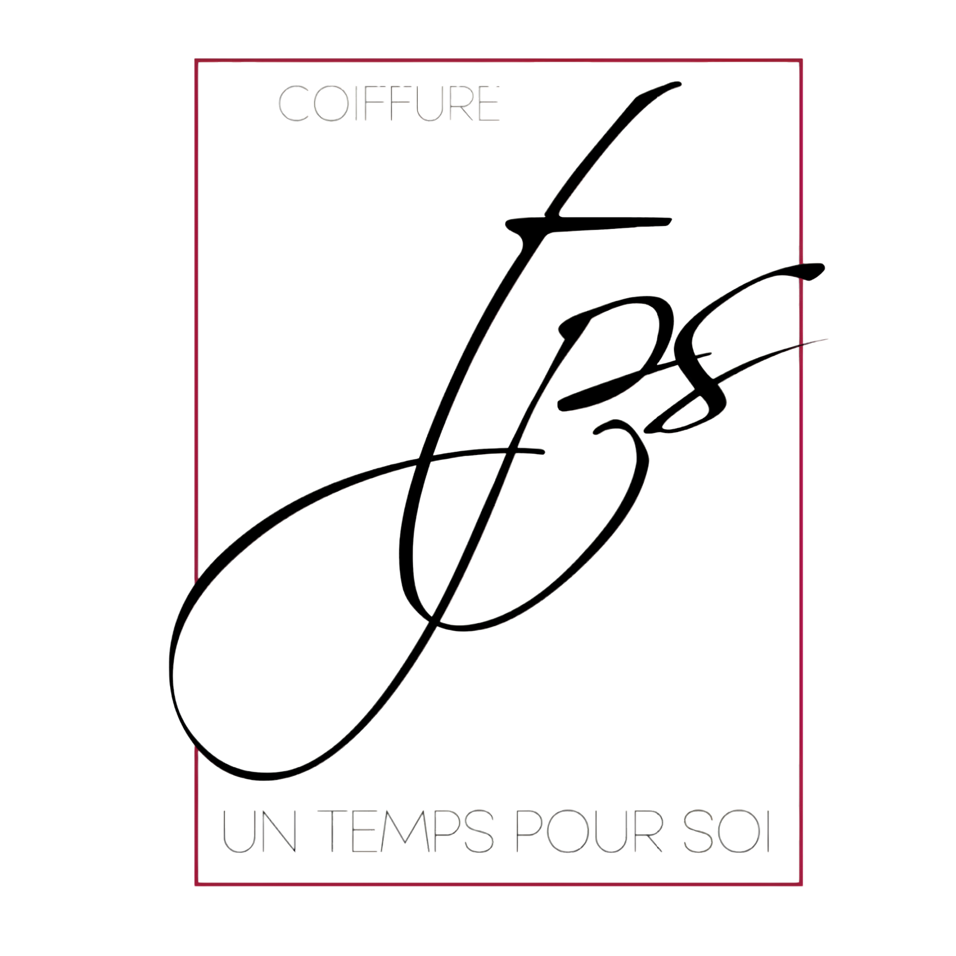 Logo stylisé en caractères noirs à l'intérieur d'un fin carré rouge, avec un texte français discret en haut et en bas sur fond blanc.