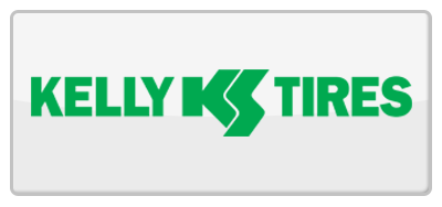 a kelly k tires logo on a white background