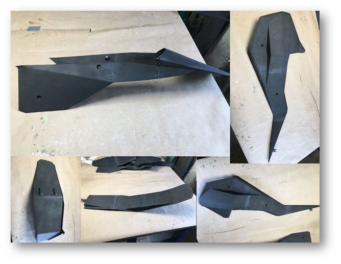 Eine Collage aus Bildern eines Metallstücks auf einem Tisch