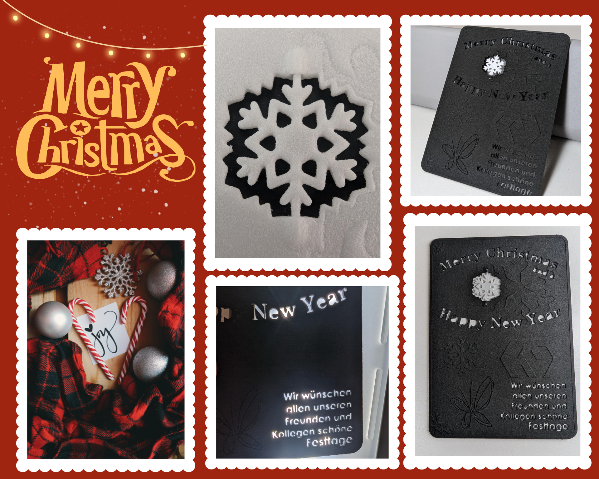 Eine Collage aus Weihnachts- und Neujahrskarten
