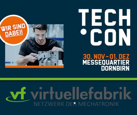 In einer Werbung für Tech Con arbeitet ein Mann an einer Maschine.