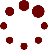 Seven dark red circles arranged in a ring on a white background