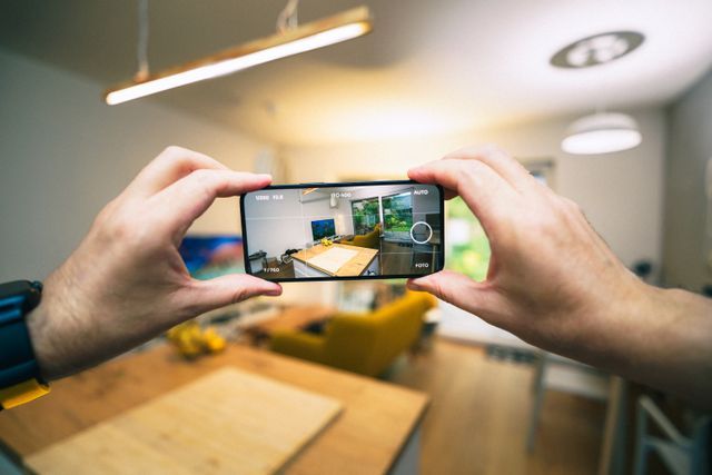 person+taking+a+picture+of+livingroom+with+a+cell+phone