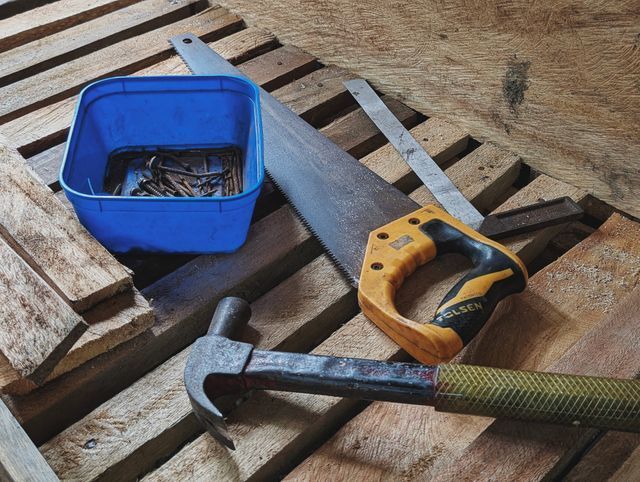 tools on a wooden pallet