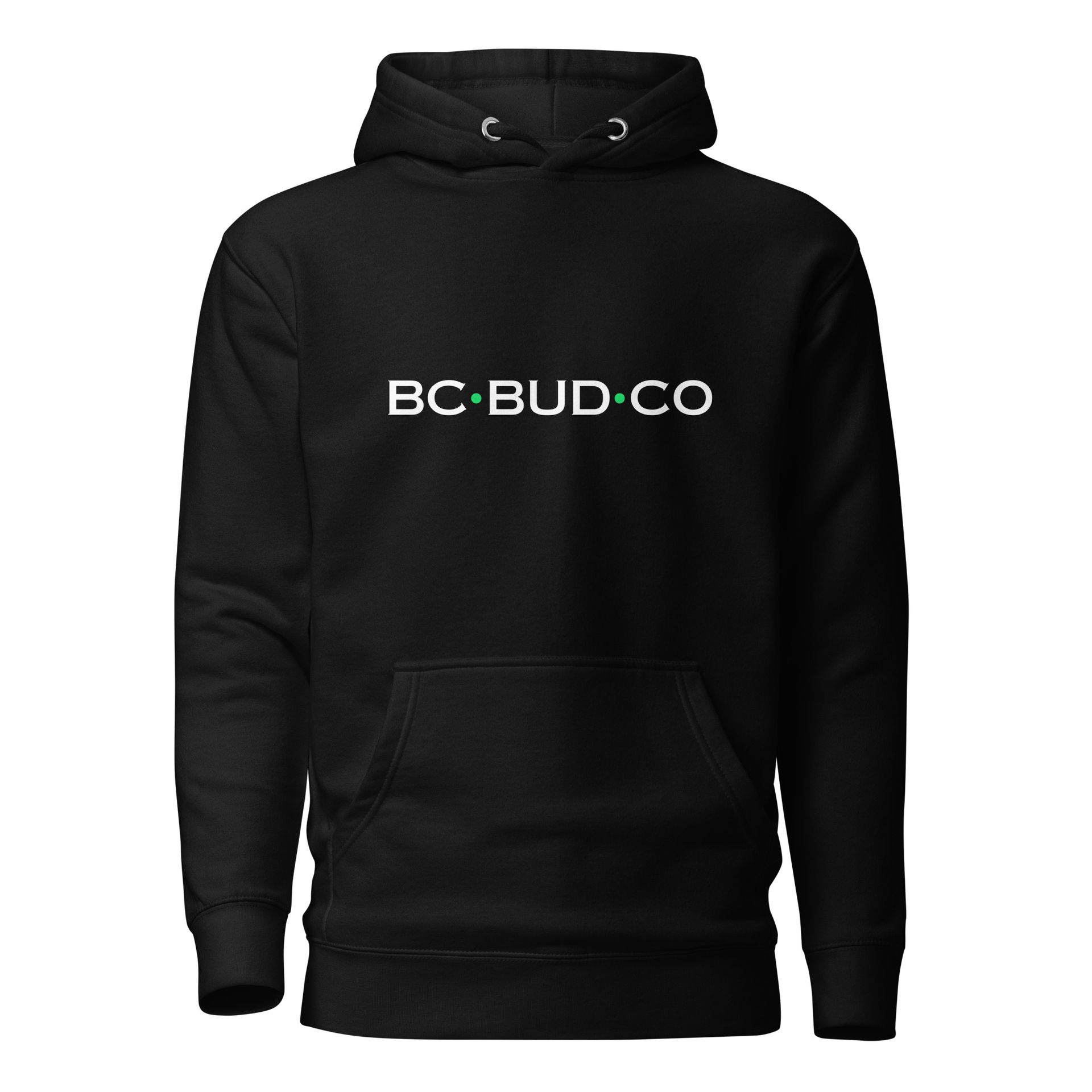A black hoodie that says bc bud co on it
