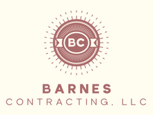 Barnes Contracting, LLC logo with circular BC emblem in muted red and beige