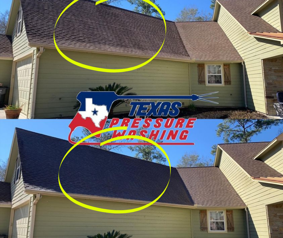 Roof Cleaning before and after Roof washing service in Houston Texas