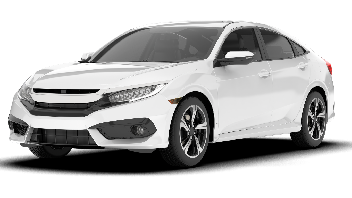 White four-door sedan on a plain white background, shown in front-left view.