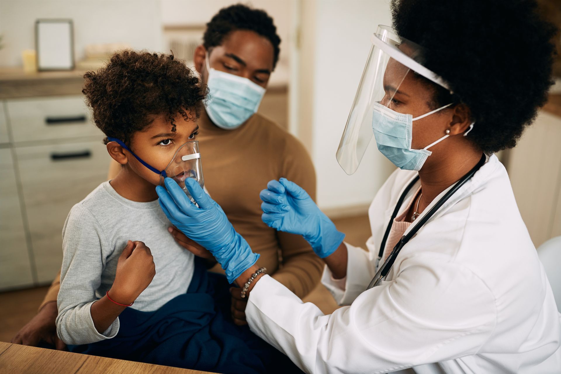 Receiving asthma treatment from doctor