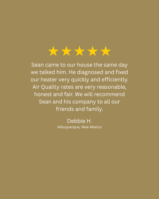 A 5-star review for heating repair services in Alburquerque, NM