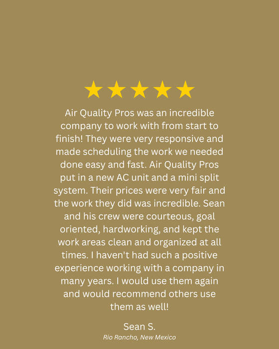 A 5-star review for AC repair services in Rio Rancho, NM