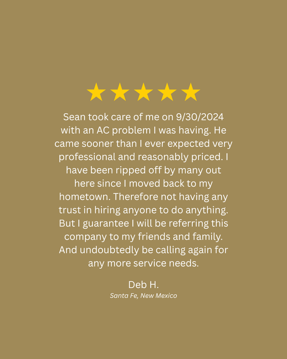 A 5-star review for AC repair services in Santa Fe, NM