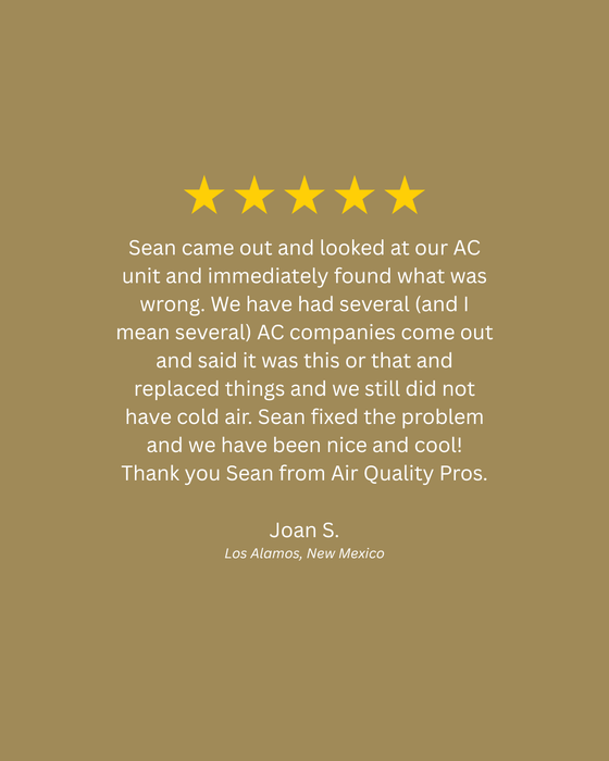 A 5-star review for AC repair services in Los Alamos, NM