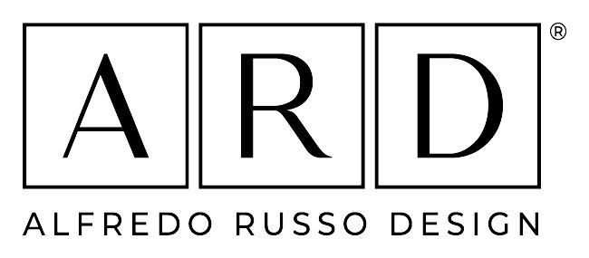 Logo ARD con la scritta Alfredo Russo Design in nero su sfondo bianco sottostante.
