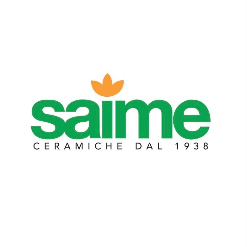 Saime Ceramiche logo with green text and orange leaf, “Ceramiche dal 1938” underneath