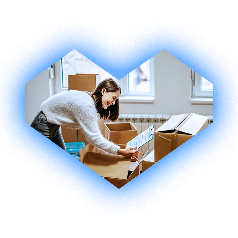 Customer preparing boxes for a move