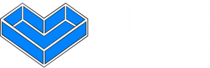 Blue, angular heart shape with white borders.
