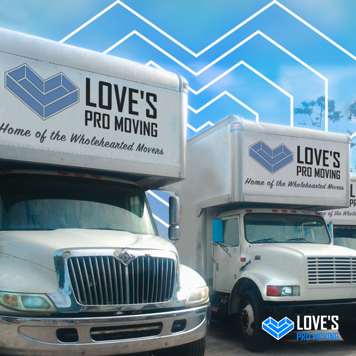 White moving trucks with