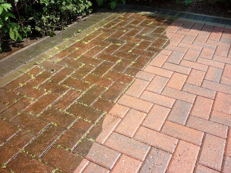dirty and clean pavers