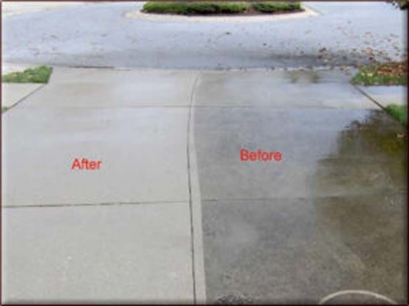 before and after pressure washing sidewalks