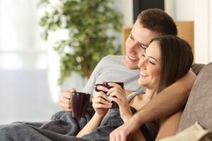 Couple relaxing on a couch