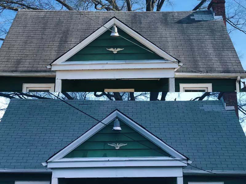 before and after roof cleaning