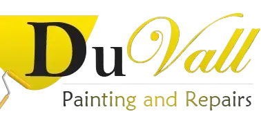 Du Vall Painting and Repairs logo with paint roller; yellow and black text.
