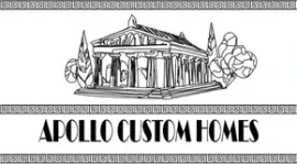 Logo: Greek temple drawing, "Apollo Custom Homes" text, surrounded by a decorative border.