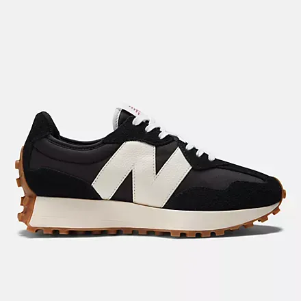 New Balance-327 Black with White and Mineral Red Women's