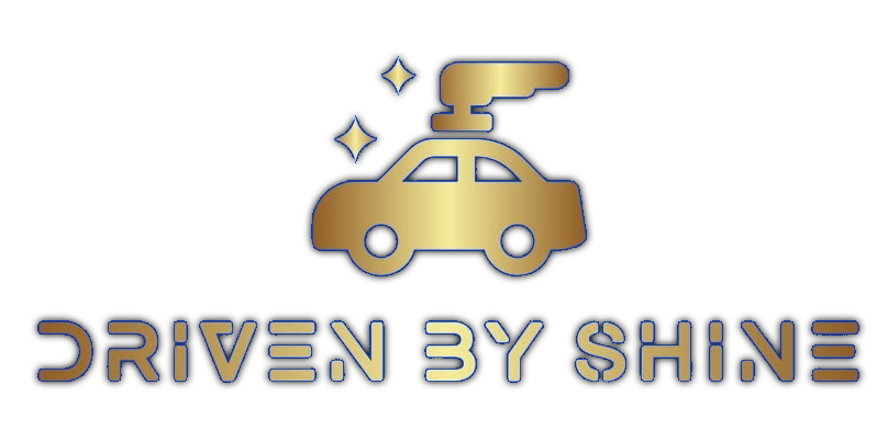 Gold car logo with sparkles above the words “DRIVEN BY SHINE”