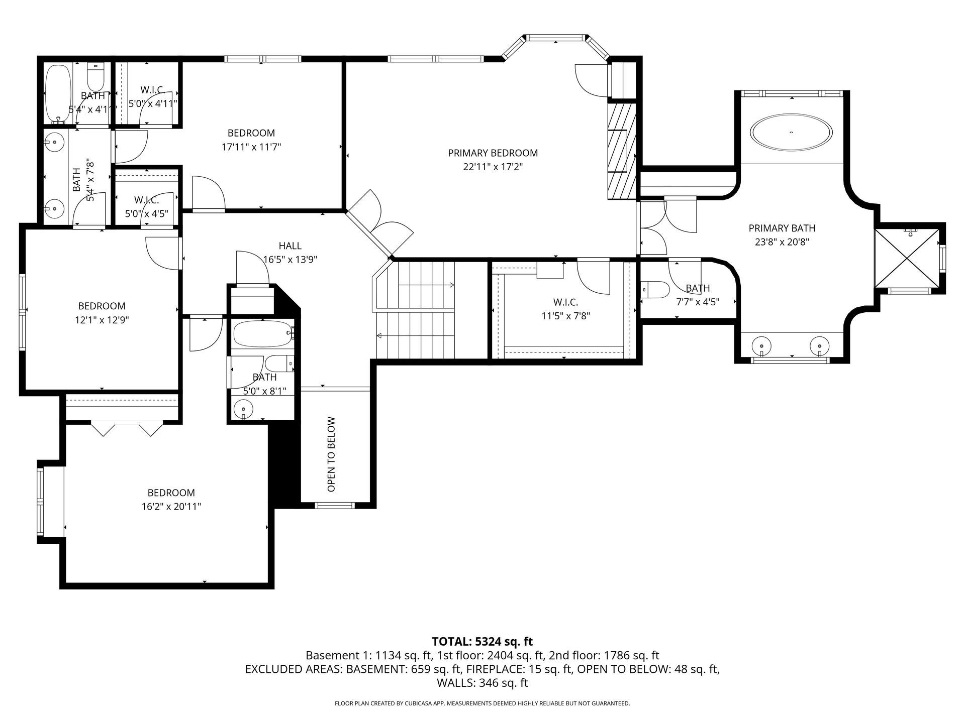 Black-and-white floor plan of a residential home, showing room layouts, walls, and structural features.