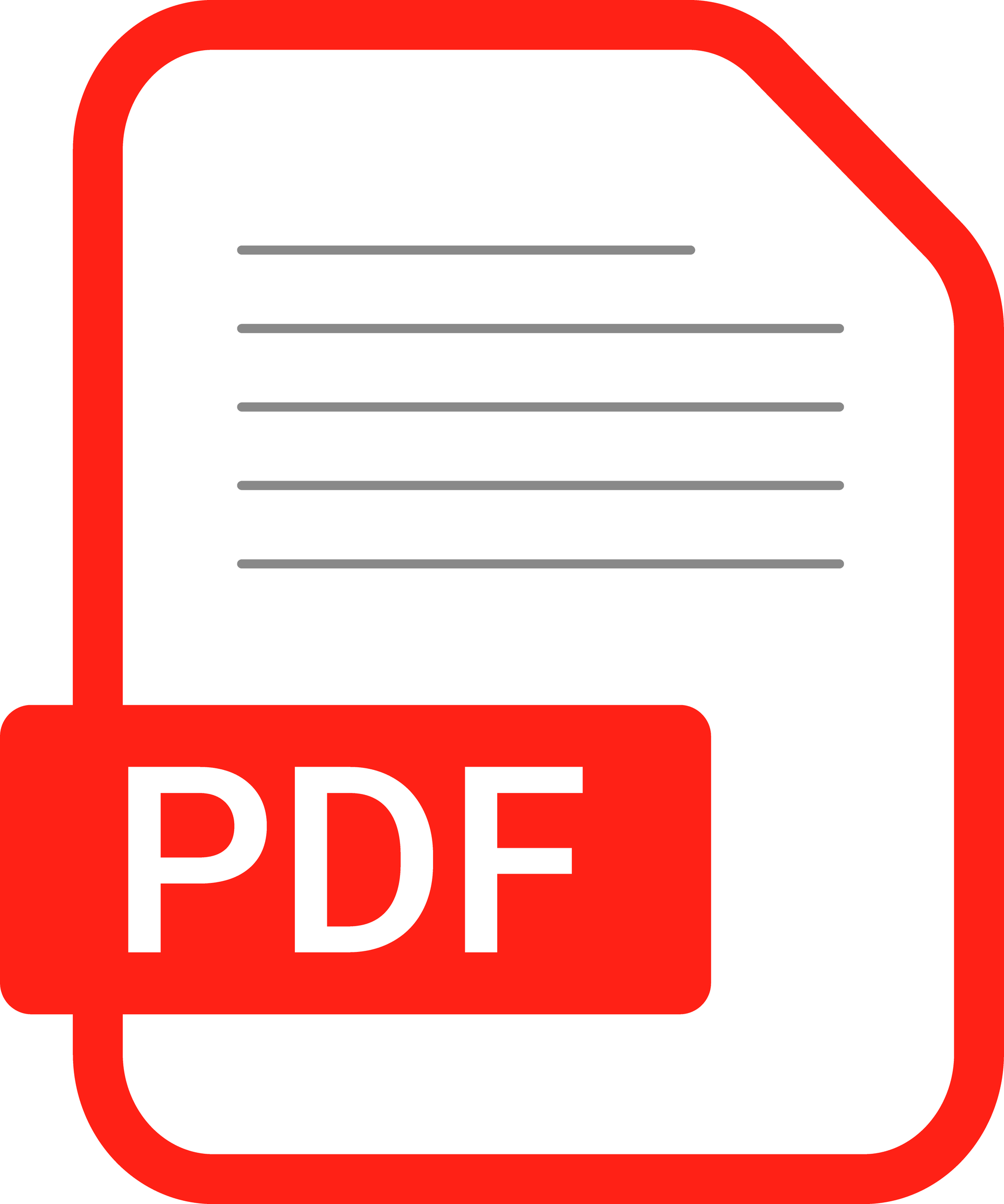Red PDF document icon with white page and lines