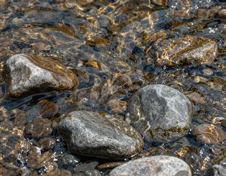 River water flowing over stones