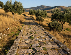 Old stone path through Portuguese terrain