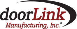 DoorLink Manufacturing, Inc. logo in black and maroon text with an arc above