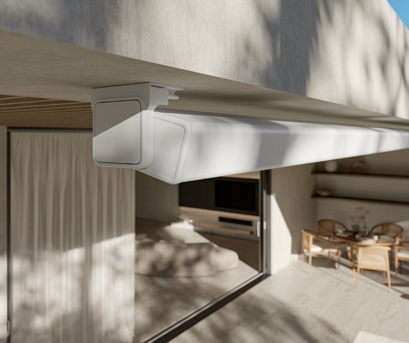 Undermount retractable cassette style motorized awning